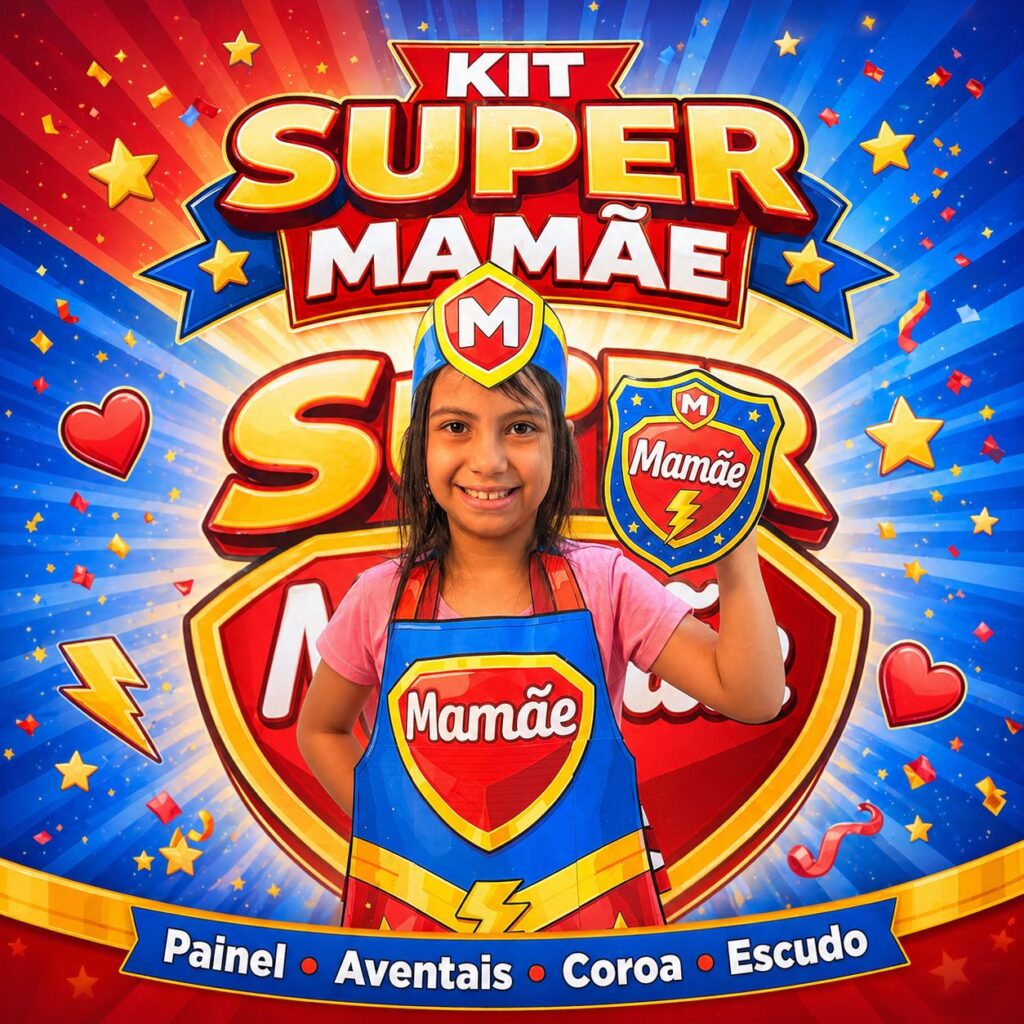 Kit de Apresentação Super Mamãe ❤️💙✨ - Professora Lucília paulino